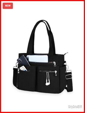 Women's Nylon Tote Bag Waterproof Crossbody Handbag Multi-Pocket Travel Work Bag